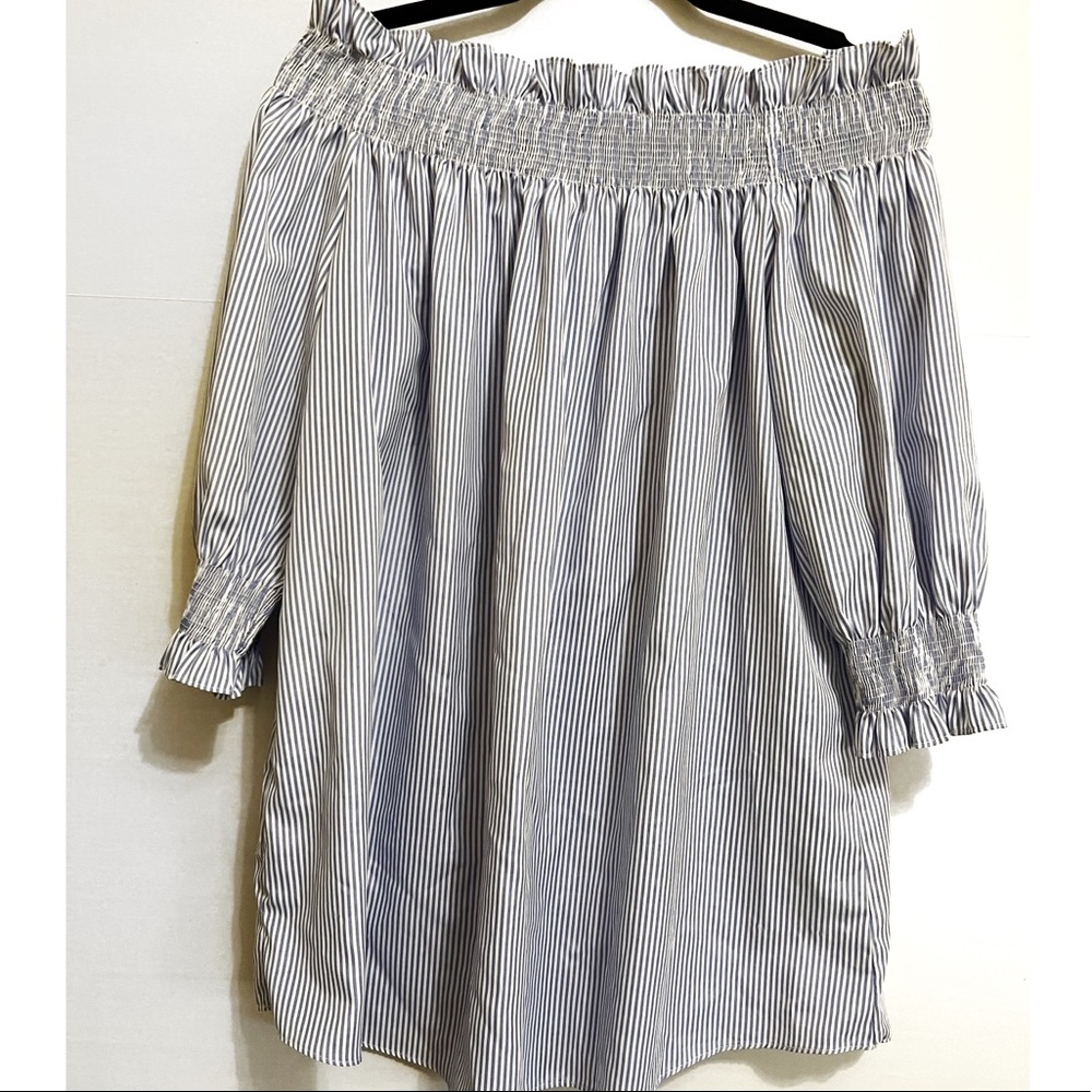 Forever 21 + Off the Shoulder Blue and White Dress